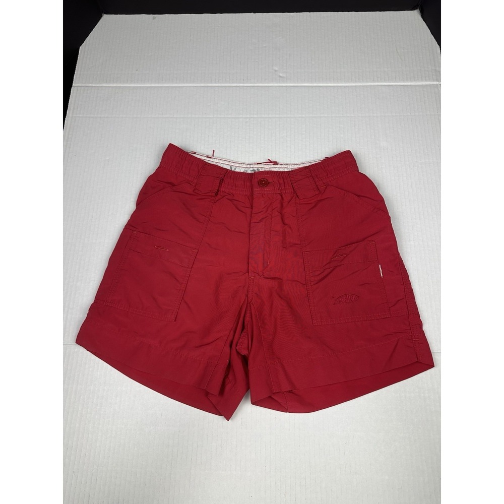 VTG AFTCO BLUEWATER Men Shorts Sz 24 Nylon Red Stretched Elastic Look